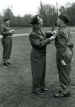 Trooper Frank Mann receiving the DSC from Lieutenant-General Brereton, 8th April 1945