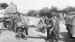 RAF officers helping to evacuate Airborne wounded from Pont L'Eveque